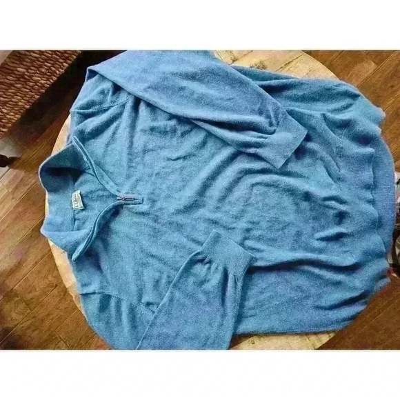 L.L Bean Sweater Men's XL Quarter Zip Blue - Picture 9 of 9